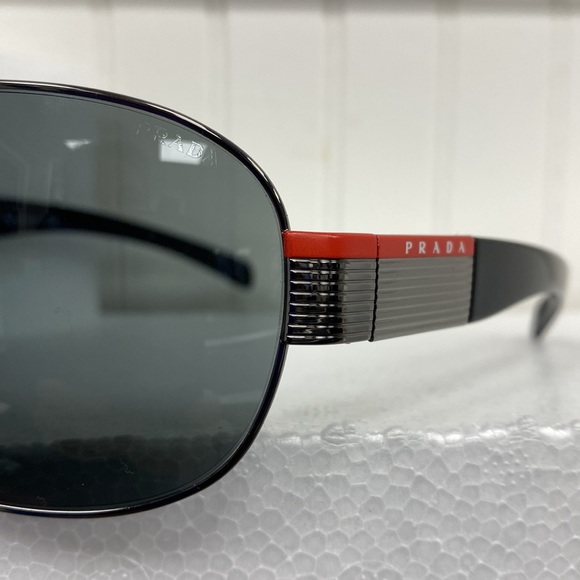New Prada SPS 54H Aviator Sunglasses Black Gunmetal New! - Picture 12 of 14